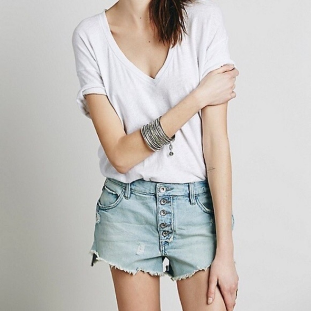 Free people button down jean shorts